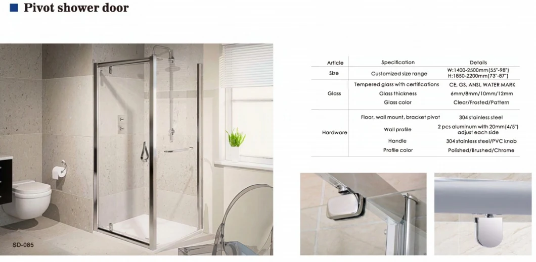 Tempered Glass New Design Whole Shower Room with 10mm Glass Sliding Door