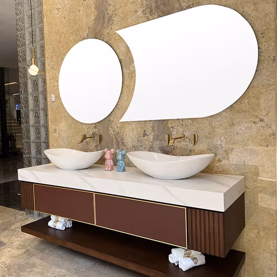 Роскошные товары Шкаф для ванной комнаты Настенные шкафы для ванной комнаты с двойной раковиной