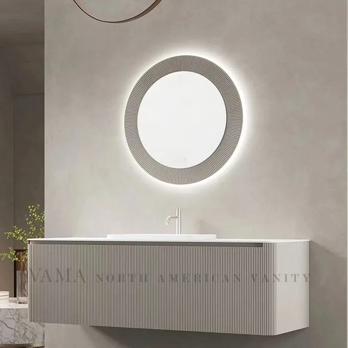 Vama Современный высококачественный настенный шкаф для ванной комнаты с эффектом волны и одинарной раковиной