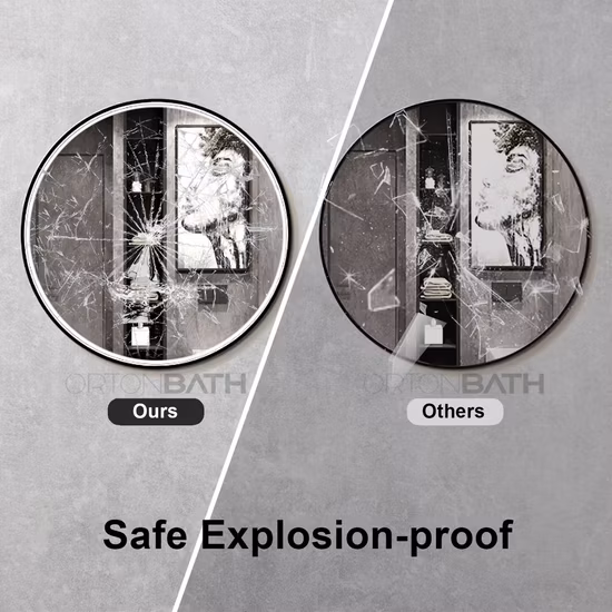 Круглое светодиодное зеркало для ванной Ortonbath с передней и задней подсветкой, настенное зеркало с защитой от запотевания, зеркало для макияжа с регулируемой яркостью и передней подсветкой